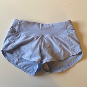 lululemon blue linen speed up shorts